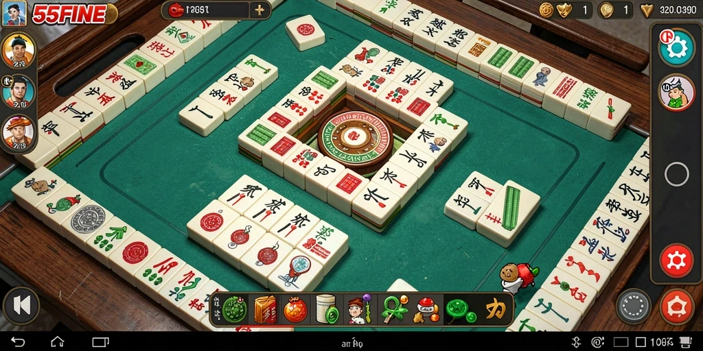 Screenshot gameplay 55FIVE menampilkan aksi permainan Mahjong yang seru.