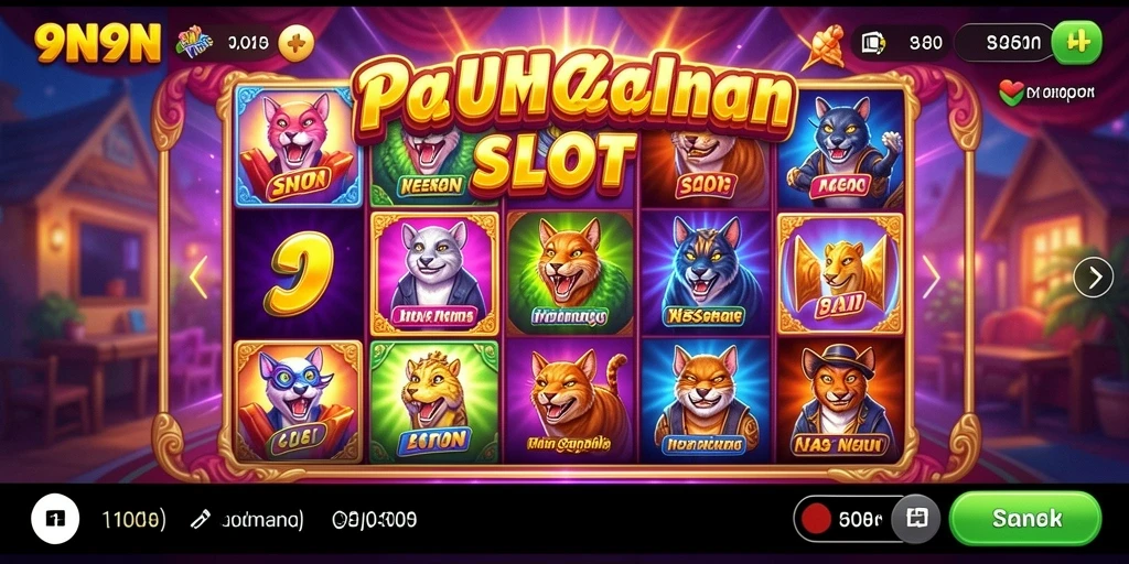 Screenshot menunjukkan gameplay Slot yang penuh warna dan fitur menarik.