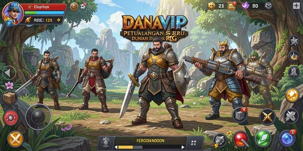 Tampilan gameplay seru di DANAVIP yang penuh petualangan RPG.