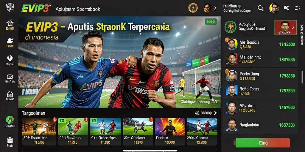 Screenshot EVIP3 menampilkan tampilan taruhan olahraga yang menarik.