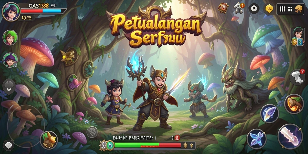 Skrin utama GAS138 menampilkan aksi seru dalam gameplay petualangan.