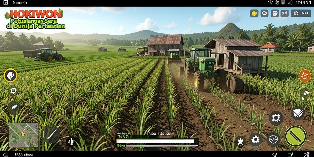 Gameplay seru HOKIWON dengan pertanian yang luas dan beragam tanaman.
