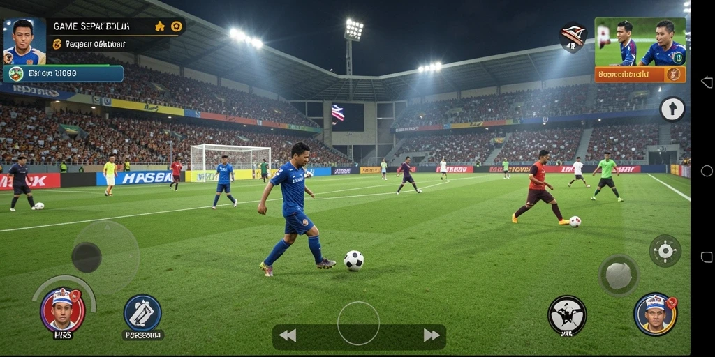 Tampilan gameplay HR89 menampilkan aksi seru di lapangan sepak bola.