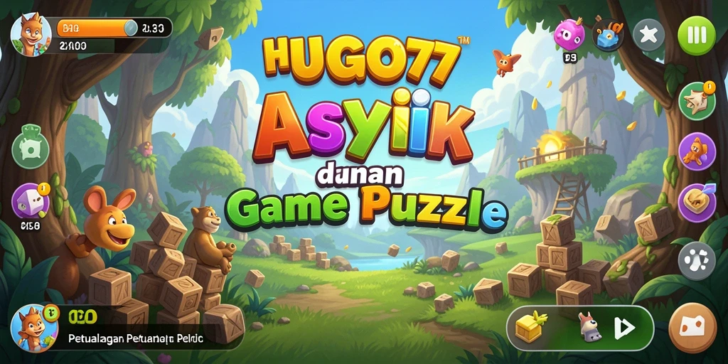 Tampilan gameplay HUGO77 yang menarik dan penuh warna.