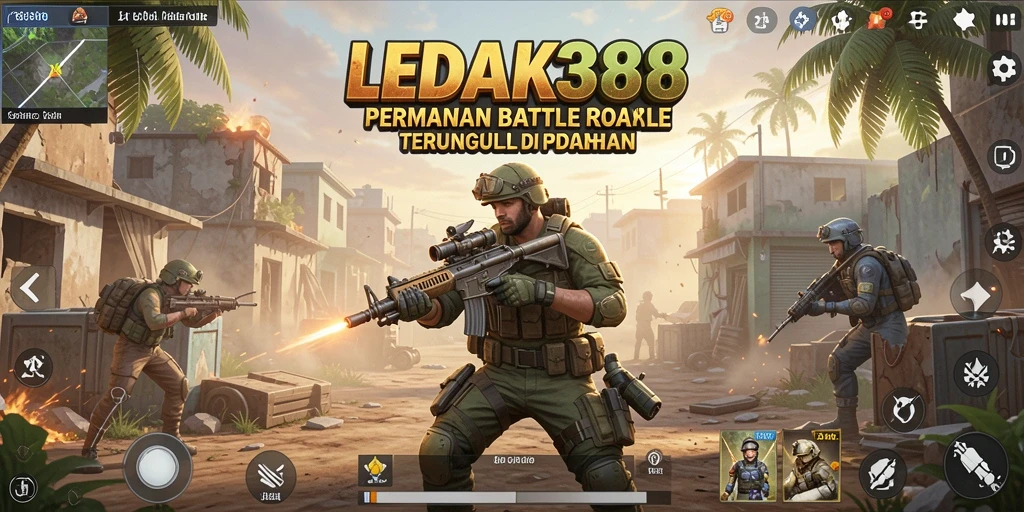Screenshot LEDAK388 menampilkan aksi seru gameplay Battle Royale.