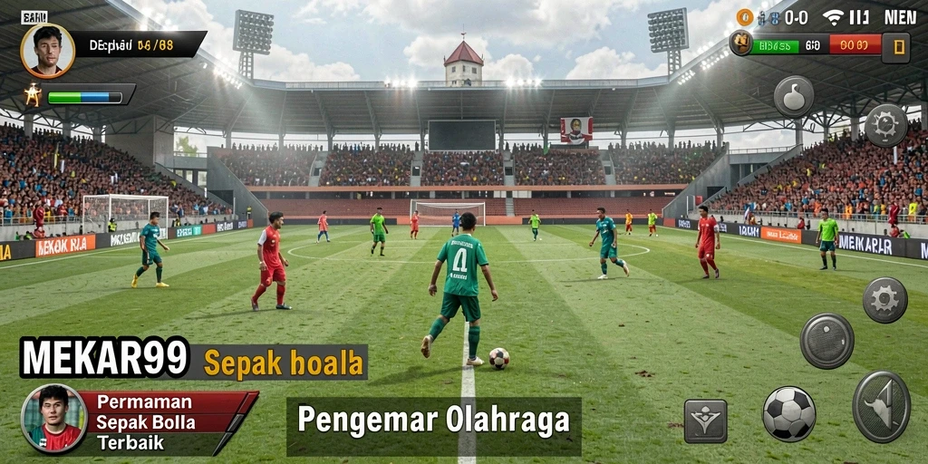Tampilan gameplay seru dari MEKAR99 dengan aksi sepak bola yang mendebarkan.