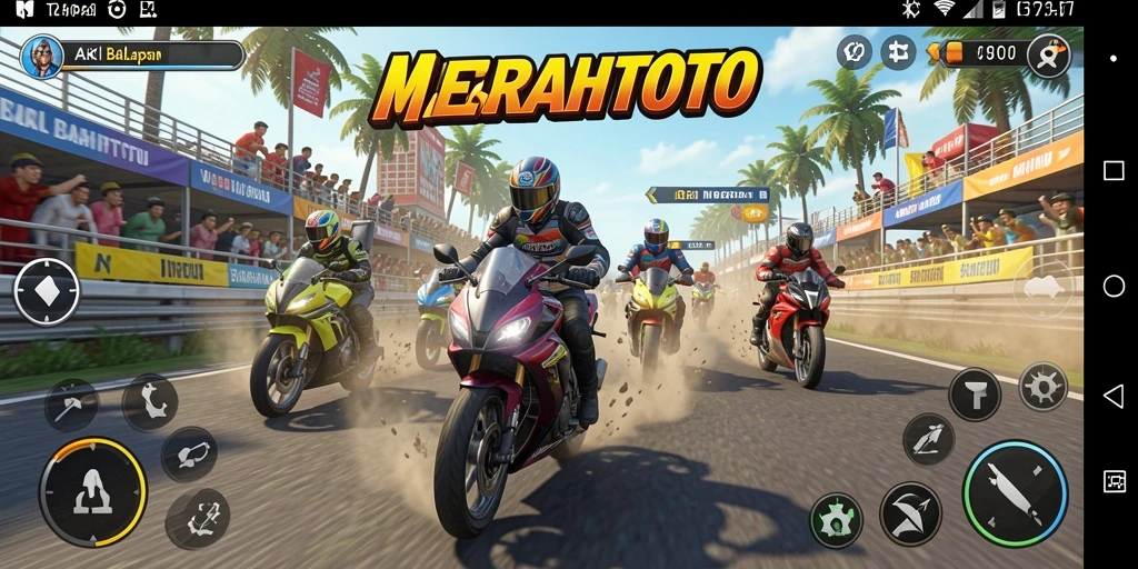 Tampilan gameplay seru di MERAHTOTO dengan aksi balapan yang intens.