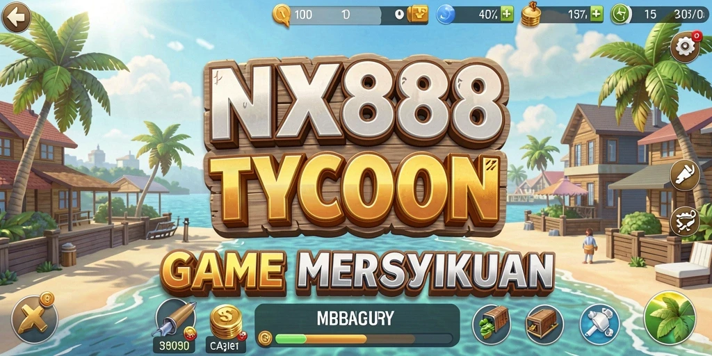Tampilan gameplay NX888 yang menampilkan strategi bisnis.