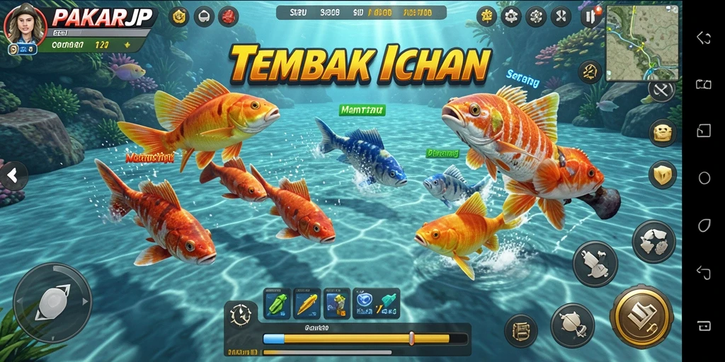 Screenshot gameplay PAKARJP yang menampilkan aksi tembak ikan seru.