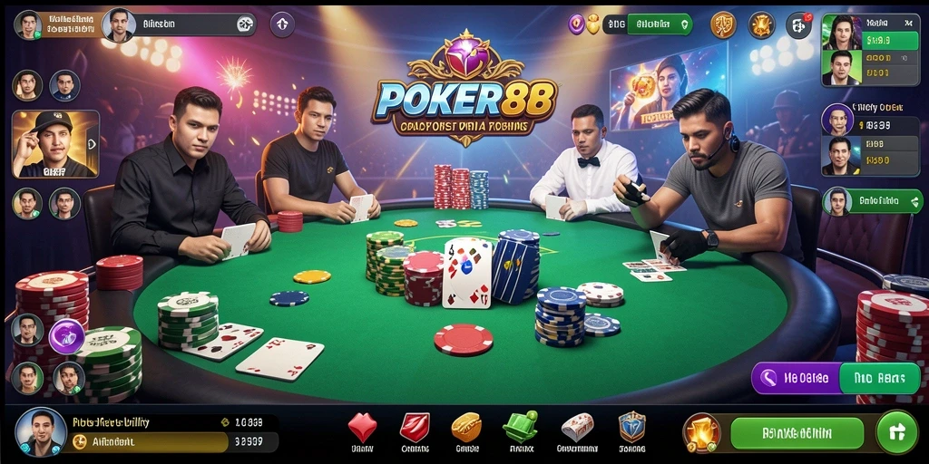 Tampilan menarik dari gameplay POKER88 yang interaktif dan informatif.