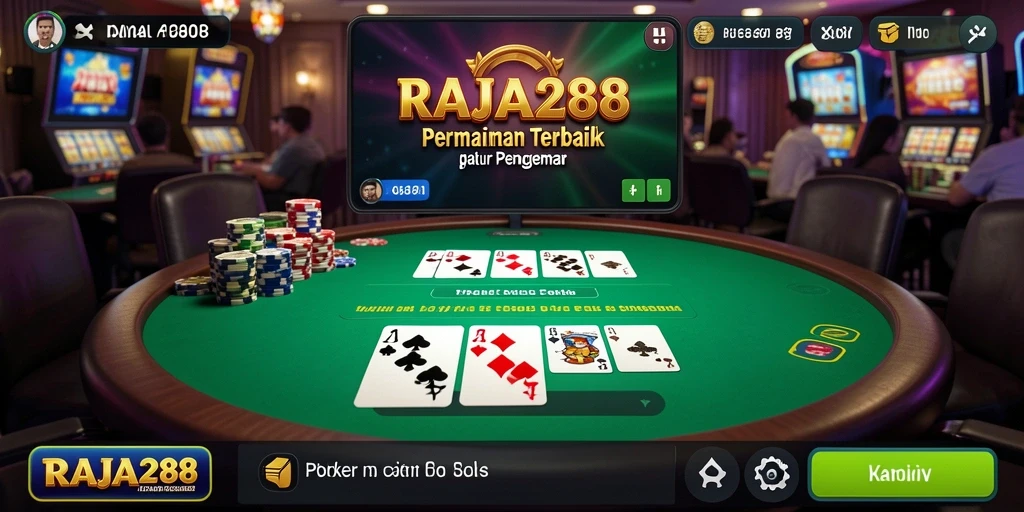 Tampilan gameplay Poker yang menegangkan di RAJA288.