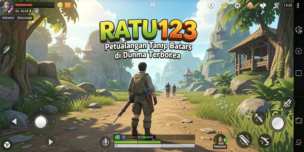 Tangkapan layar gameplay <strong>RATU123</strong> menunjukkan petualangan epik di dunia terbuka.