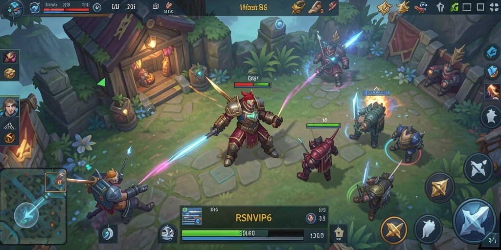 Screenshot gameplay RSNVIP6 yang menampilkan pertarungan epik di dunia SLG.