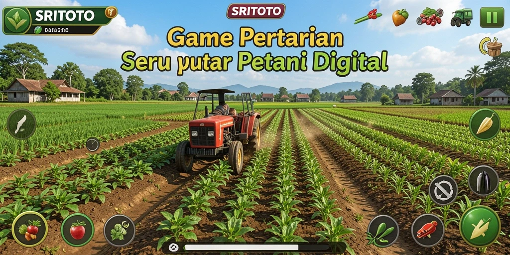 Screenshot SRITOTO menampilkan petani yang aktif berinteraksi dengan ladangnya.